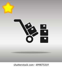 black handcart with boxes Icon button logo symbol concept high quality on the gray background