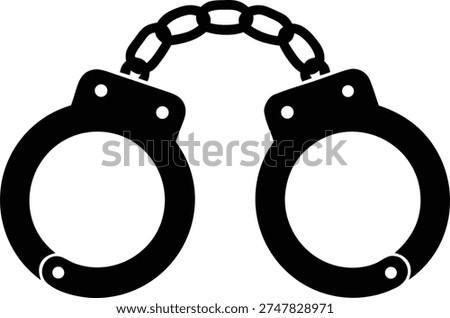 Black handcuffs icon vector illustration criminal justice law
