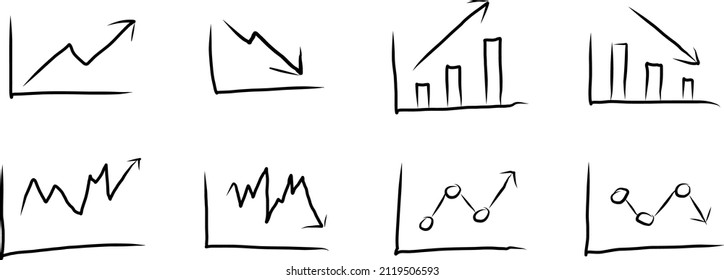 Black Handdrawing Line Icon As Upward And Downward Graph Trend