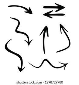 Black hand-drawn arrows isolated on a white background