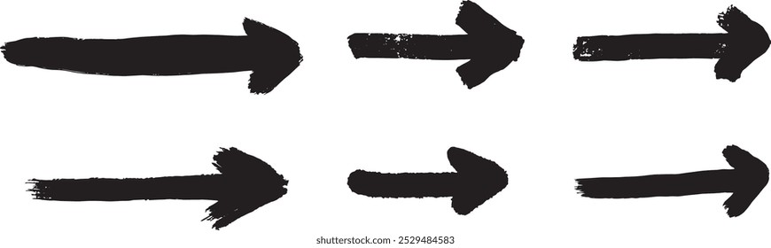 Black Hand-Drawn Arrows in Various Directions
