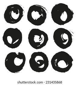 Black handdrawn circle realistic strokes on white background