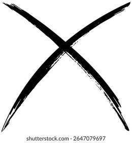 Black Hand-Drawn Cross Mark on White