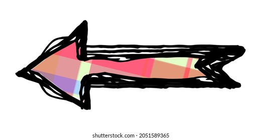 Black handdrawn doodle pointer arrow in vintage style. Web icon. Line art. Navigation pointer.