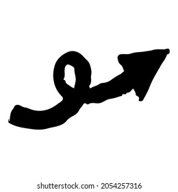 Black handdrawn doodle pointer arrow in vintage style. Web icon. Line art. Navigation pointer.
