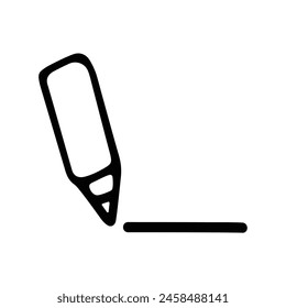 Black handdrawn line pen, pencil sign, symbol. Write words. Teacher's day. Vector illustration