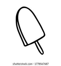 Ilustración vectorial de color negro de un helado frío fresco o de una pala de madera aislada sobre un fondo blanco