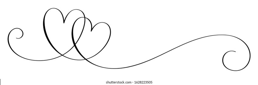 Black Hand-Drawn Vector Interlocking Hearts With Copy Space