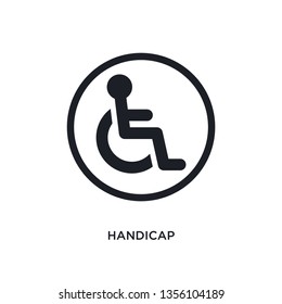 black handicap isolated vector icon. simple element illustration from traffic signs concept vector icons. handicap editable logo symbol design on white background. can be use for web and mobile