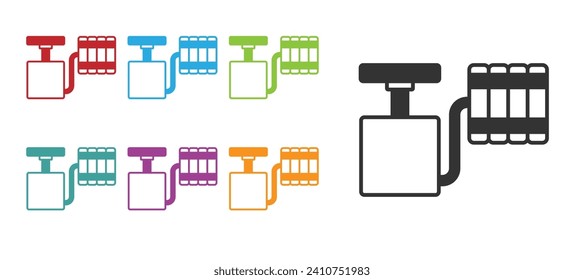 Black Handle detonator for dynamite icon isolated on white background. Set icons colorful. Vector