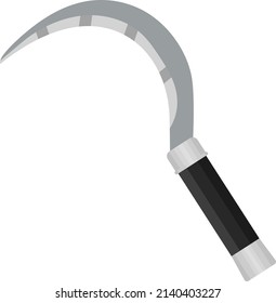 Schwarzer Griff Sichel, Illustration, Vektorgrafik auf weißem Hintergrund.