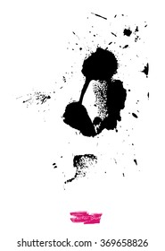 A black handmade vector blot or blob with grunge texture against white background