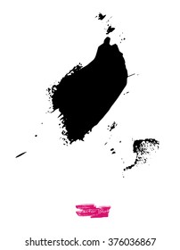 A black handmade vector blot or blob with grunge texture against white background