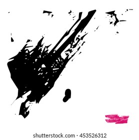 A black handmade vector blot or blob with grunge or icy texture against white background