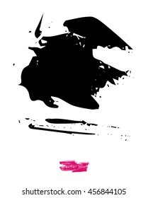 A black handmade vector blot or blob with grunge texture against white background