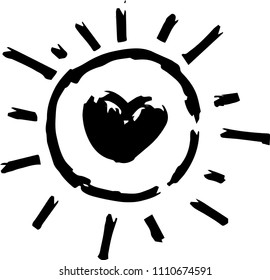 Black Hand-painted sun illustration