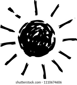 Black Hand-painted sun illustration