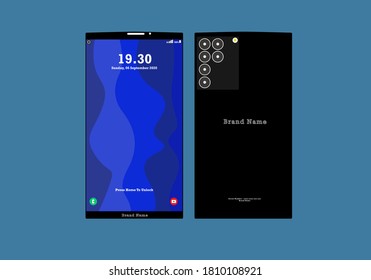 black handphone seen from the front and back