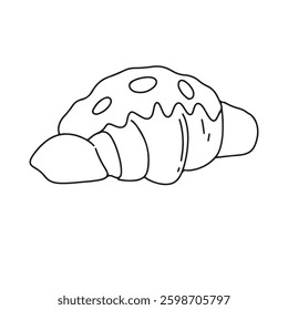Black handrawing croissant element stock