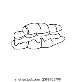 Black handrawing croissant element stock
