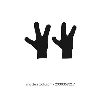 The black hands of an alien isolated on white. Hand drawn simple doodle clipart. Space and extraterrestrial theme. Idea for poster, banner, cards.Space symbol stock vector illustration.