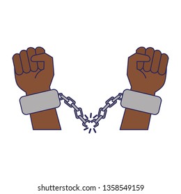 Black hands with chains cartoon