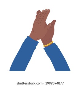 black hands clapping on white background