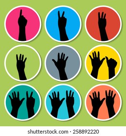 Black hands counting from 1 to 9 with fingers icon illustration vector.
