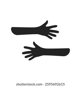 black hands embraced or hugged empty space. simple flat style trend modern bff logotype graphic art design isolated on white. concept of warmth and tender hugs between close relatives and good friends