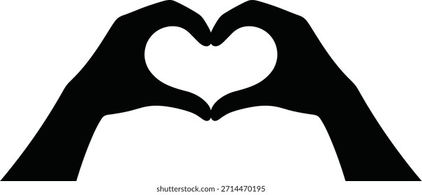 Black hands forming a heart shape white silhouette