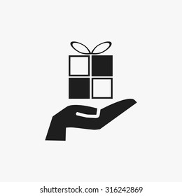Black Hands with gift icons set. Vector Illustration eps10 