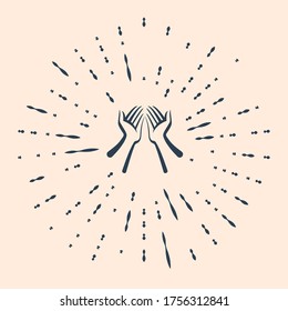 Black Hands icon isolated on beige background. Abstract circle random dots. Vector Illustration