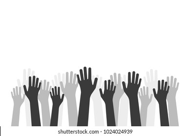 black hands up like volunteer crowd. concept of money or food global donation and healing or union mercy. flat simple style trend teamwork logo graphic minimal design isolated on white background