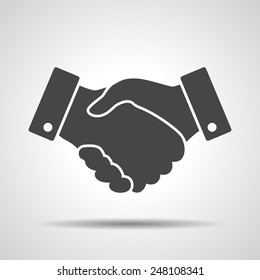 black Handshake vector icon. design for business and finance concept