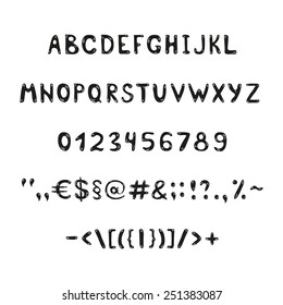 Black handwritten alphabet and figures