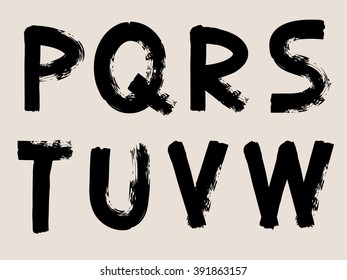 Black Handwritten Alphabets - Font - Vector Illustration