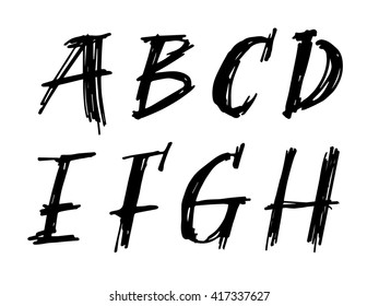 Black Handwritten Alphabets - Font - Vector Illustration