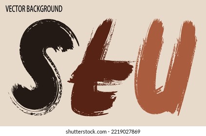 black handwritten alphabets. p, q, r, font illustration vector.  Hand Drawn Dry Brush Font. Modern Lettering. Grunge Style Alphabet. 