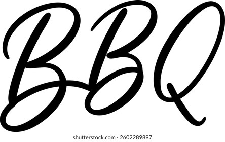 Black handwritten calligraphy text "BBQ" isolated on white background.