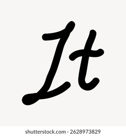 Black handwritten 'It' on a white background. Simple 'It' design. Minimalist 'It' style. Artistic 'It' typography. Bold 'It' lettering. Typography vector.