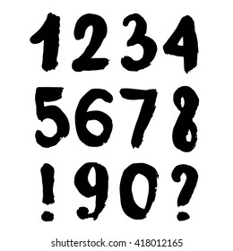 Black Handwritten Style Numbers - Vector Illustration