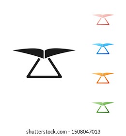 Black Hang glider icon isolated on white background. Extreme sport. Set icons colorful. Vector Illustration