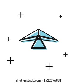 Black Hang glider icon isolated on white background. Extreme sport.  Vector Illustration