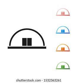 Black Hangar icon isolated on white background. Set icons colorful. Vector Illustration