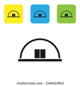 Black Hangar icon isolated on white background. Set of colorful square icon buttons. Vector Illustration
