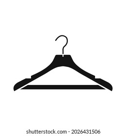 Black hanger for clothes flat icon. Simple editable vector illustration usable for web and print items.