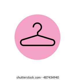 Black hanger icon vector. Pink button. Pink circle