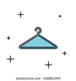 Black Hanger wardrobe icon isolated on white background. Cloakroom icon. Clothes service symbol. Laundry hanger sign.  Vector Illustration