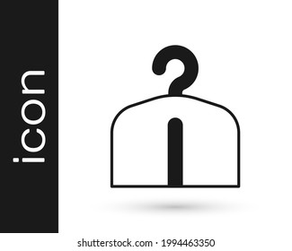 Black Hanger wardrobe icon isolated on white background. Cloakroom icon. Clothes service symbol. Laundry hanger sign.  Vector