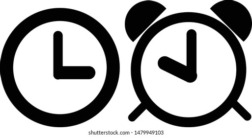 Black hanging and desktop clock and white background